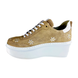 Sneakers Beż Kwiatki Welur 10