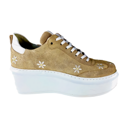 Sneakers Beż Kwiatki Welur 10